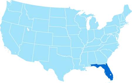 Map of US with Florida highlighted