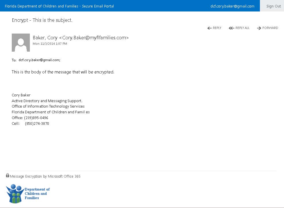 image of email message.